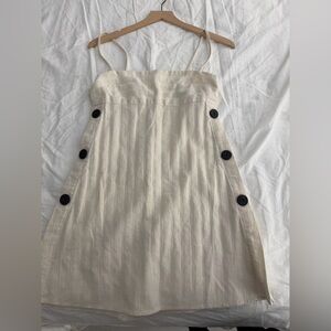 Zara Cream Strapless Dress with Black Button Accents